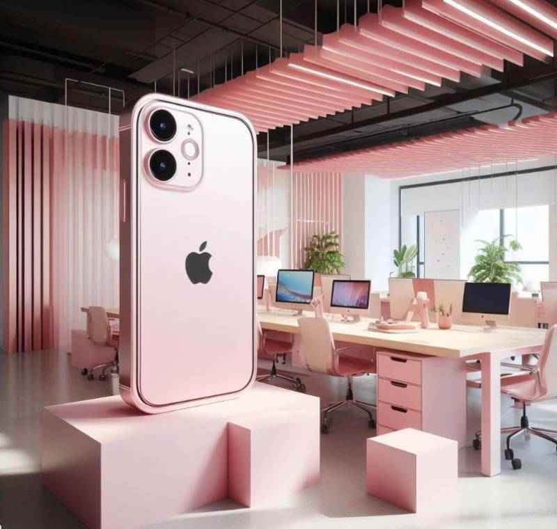 Un open space rose éclatant : l'inspiration iPhone 15 dans votre espace de travail