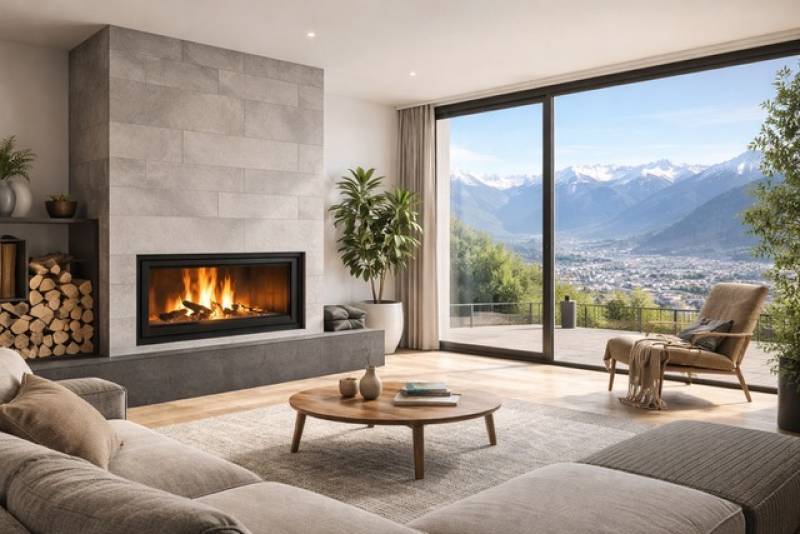 Installation insert moderne salon contemporain Grenoble