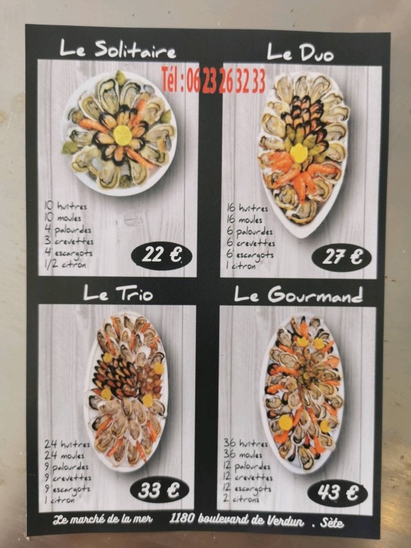 Commander un plateau de fruits de mer sur Sète proche de Montpellier