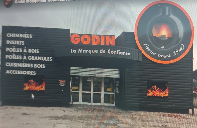 Installateur d'insert de cheminée encastrable, expert en Poêles et Cheminées près de Montpellier : superbe showroom pour votre Concessionnaire Godin à Mauguio