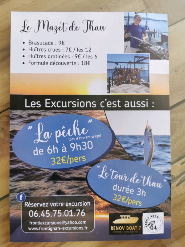 Réserver une excursion en bateau pour les groupes de 12 personnes avec découverte des parc a huitres sur le Bassin de Thau Réserver une excursion en bateau pour les groupes de 12 personnes avec découverte des parc a huitres sur le Bassin de Thau