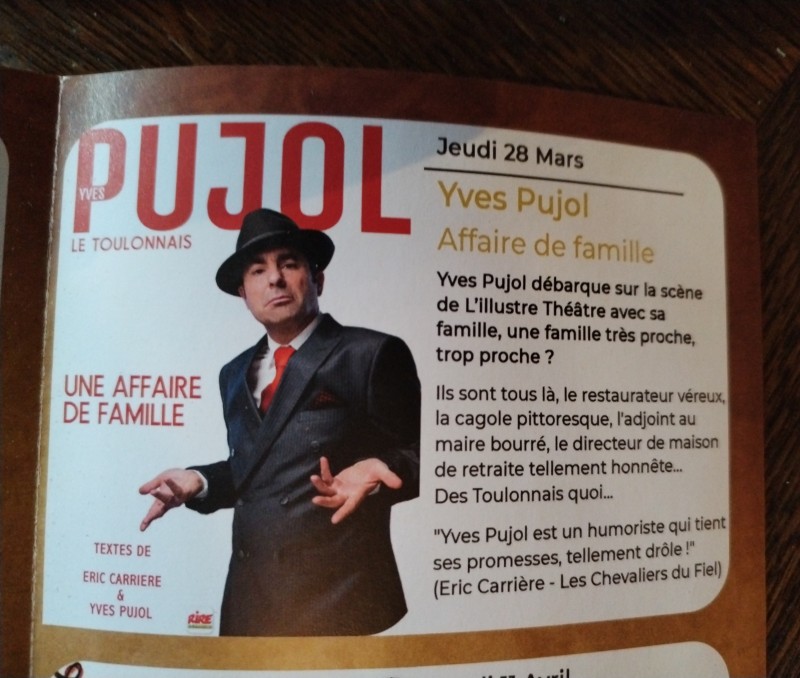 pièce de théâtre Yves Pujol affaire de famille à Pézenas