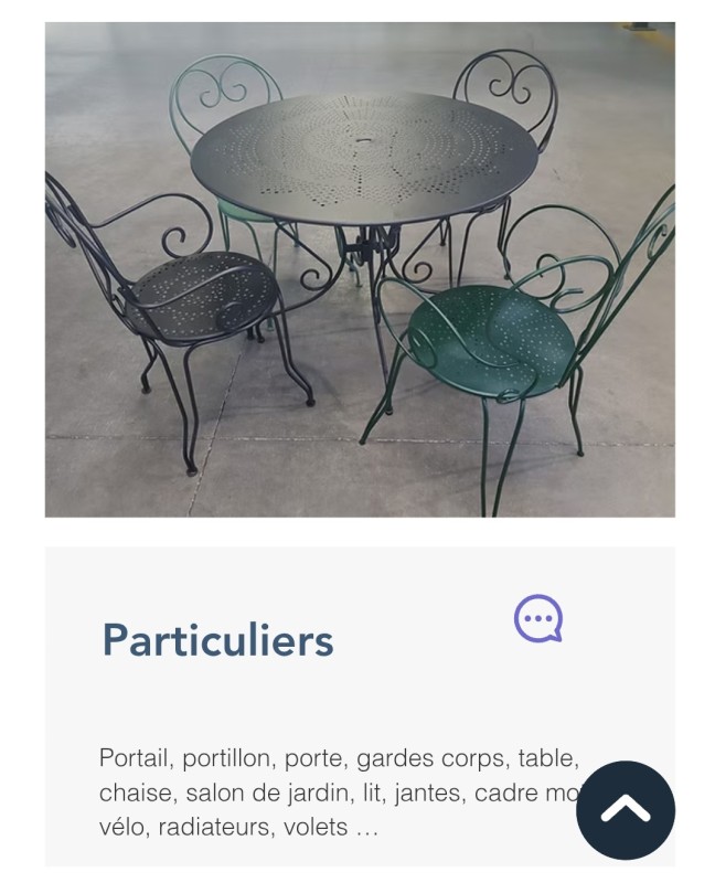 Sablage et thermolaquage sur mobilier de jardin a Sète proche Frontignan 