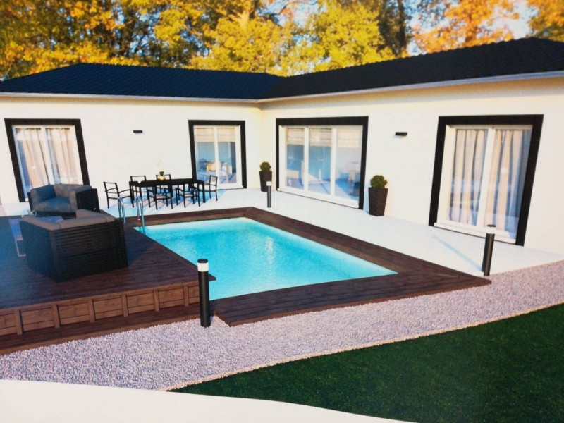 construction d'une villa individuelle de plain-pied avec piscine sur terrain à Lunel à côté de Marsillargues